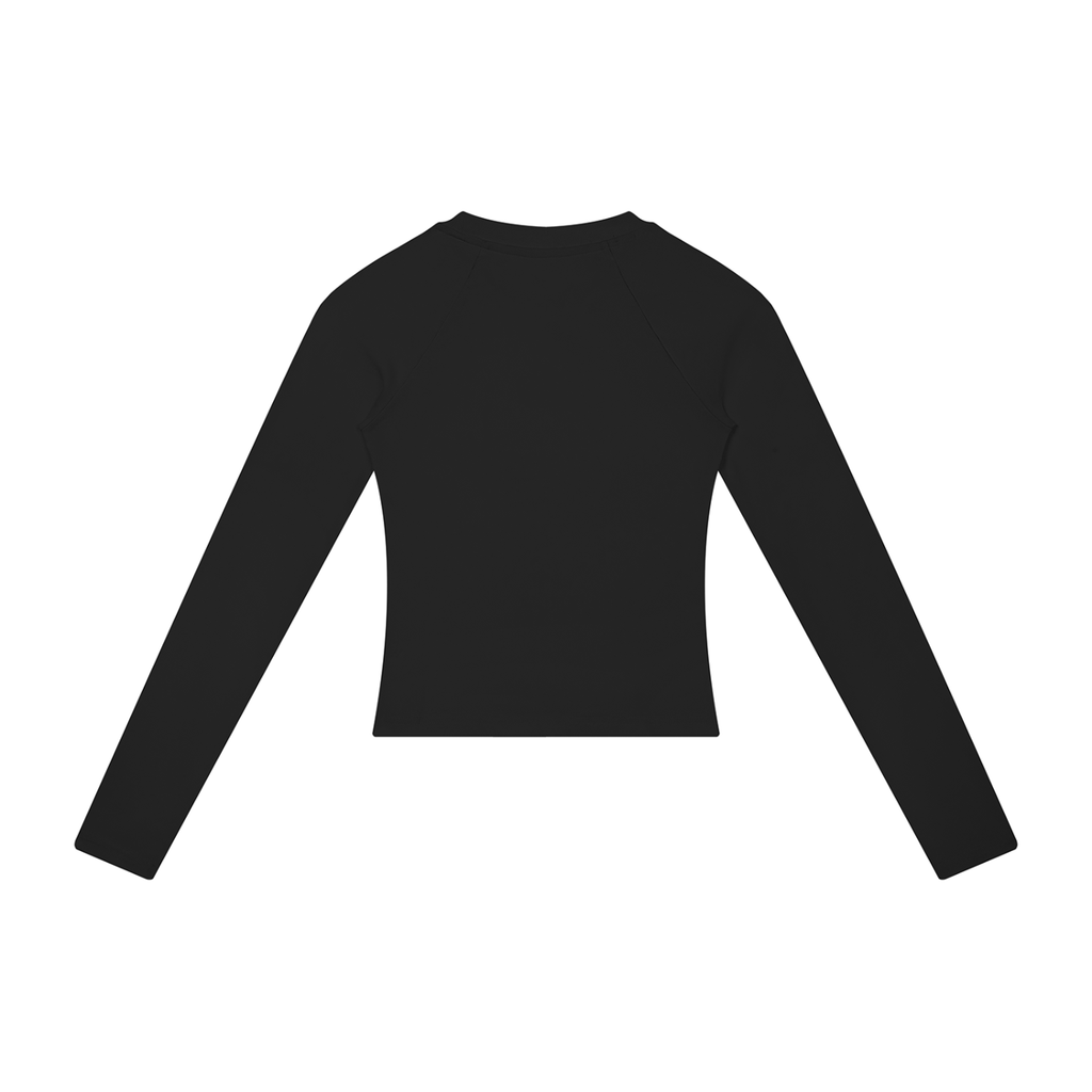 CalïZoNt Women's Slim Raglan Long Sleeve Emblem in black, back view