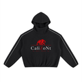 CalïZoNt Boxy Piping Fleece Hoodie in black, front view
