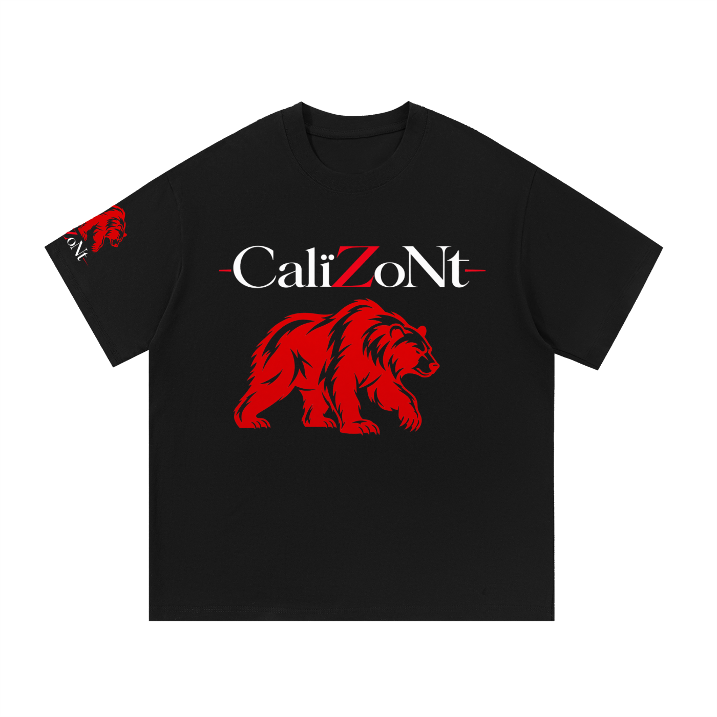 CalïZoNt Essential Cotton Tee in black, front view
