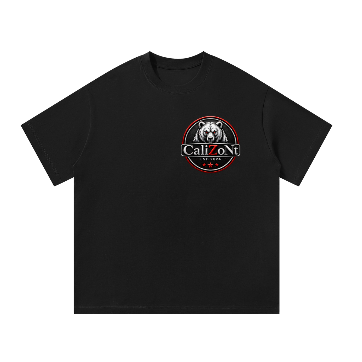 CalïZoNt Embroidered Oversized Tee in black, front view