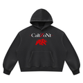 CalïZoNt Vintage Wash Boxy Fleece Hoodie in black, front view