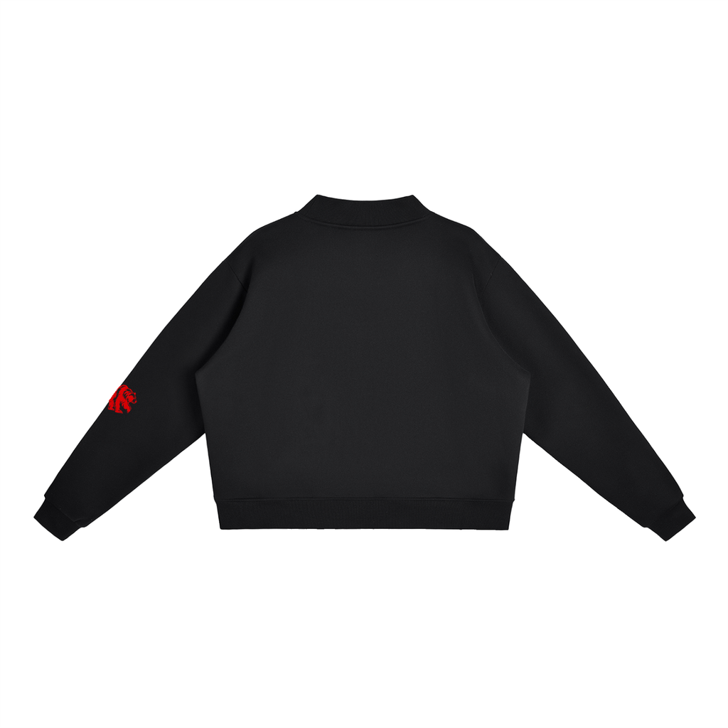CalïZoNt Mock-Neck Crew Sweatshirt Wordmark in black, back view