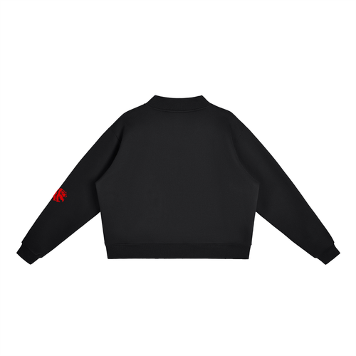 CalïZoNt Mock-Neck Crew Sweatshirt Wordmark in black, back view