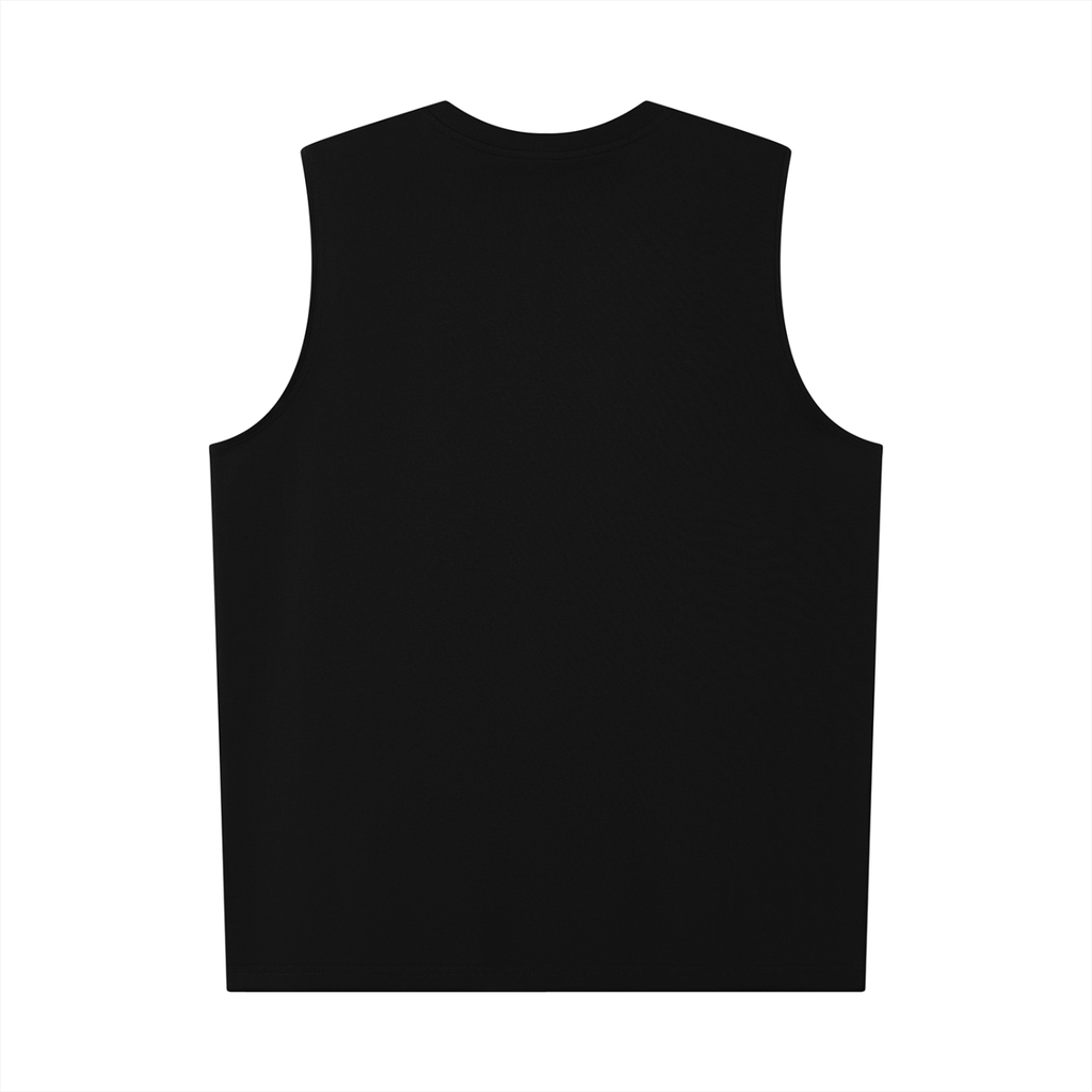 CalïZoNt Men's Oversized Tank Wordmark in black, back view