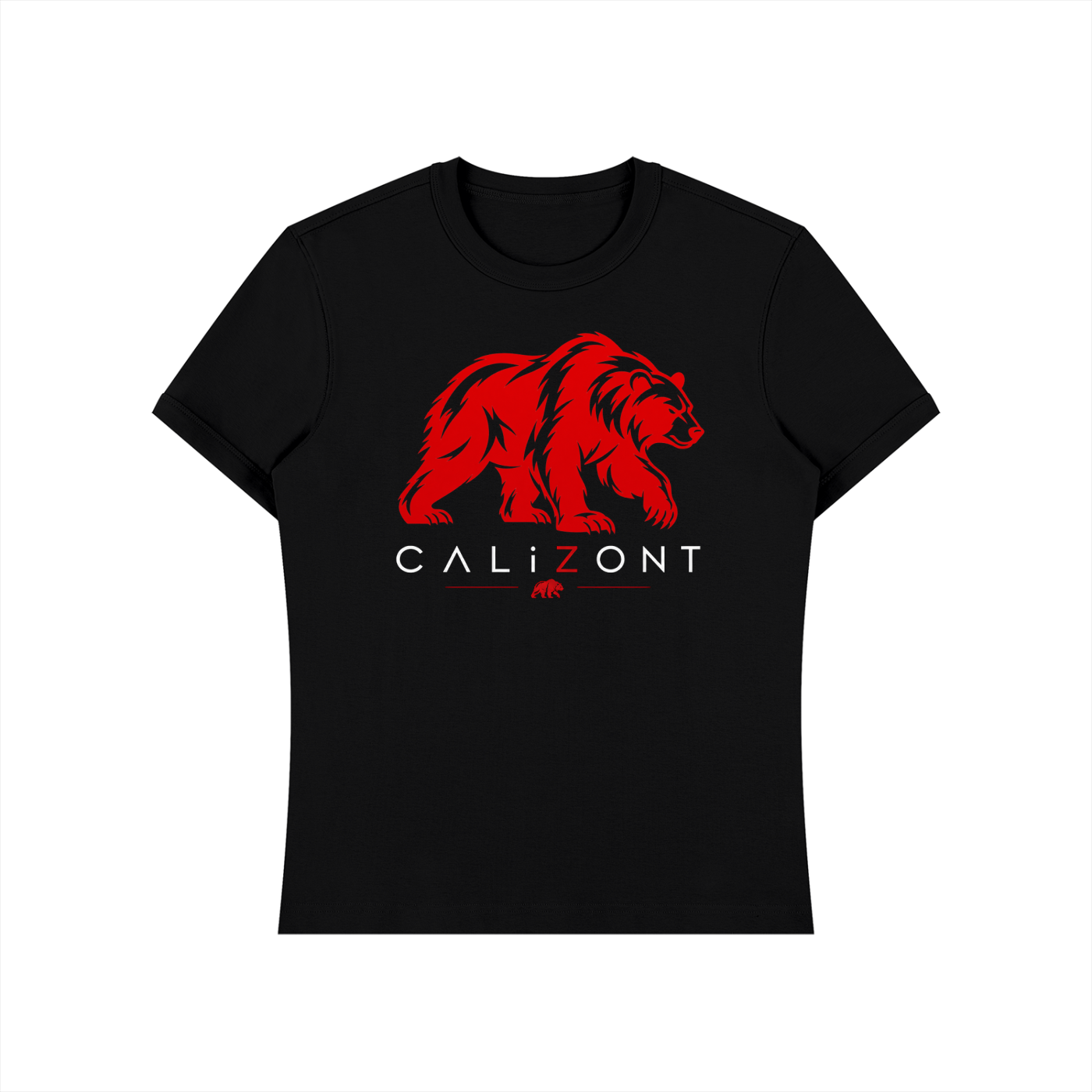 CalïZoNt Heavyweight Slim Fit Tee Bear Badge in black, front view
