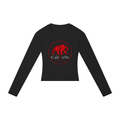 CalïZoNt Women's Slim Raglan Long Sleeve Mono in black, front view