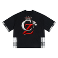 CalïZoNt Plaid Paneled T-Shirt in black, front view