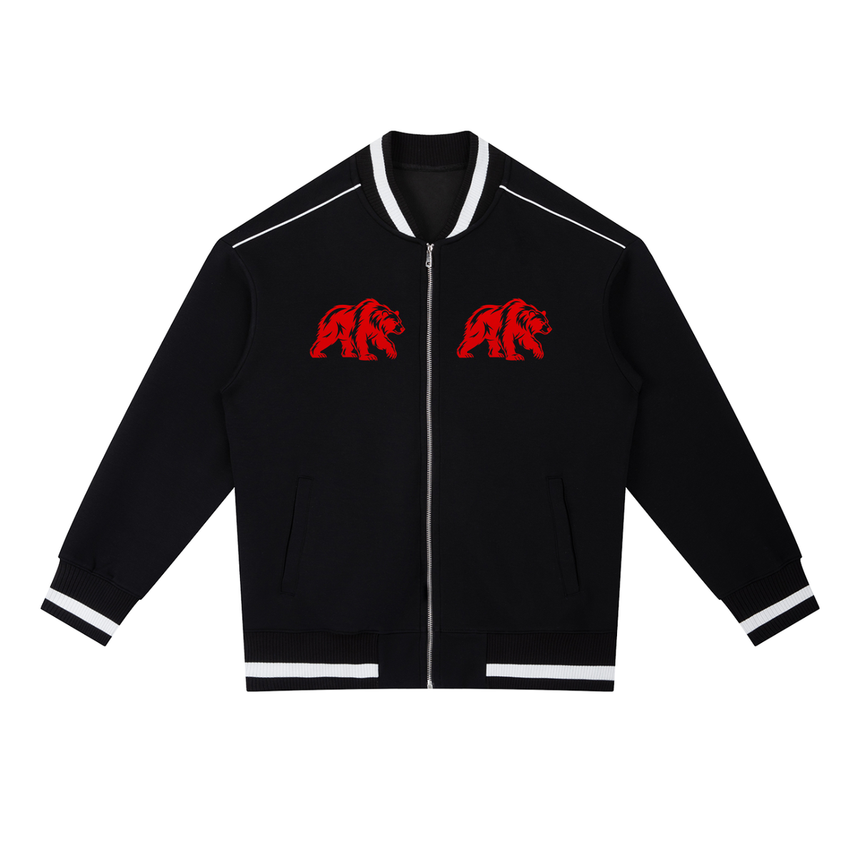 CalïZoNt Cobalt Contrast Piping Zip Bomber Jacket
