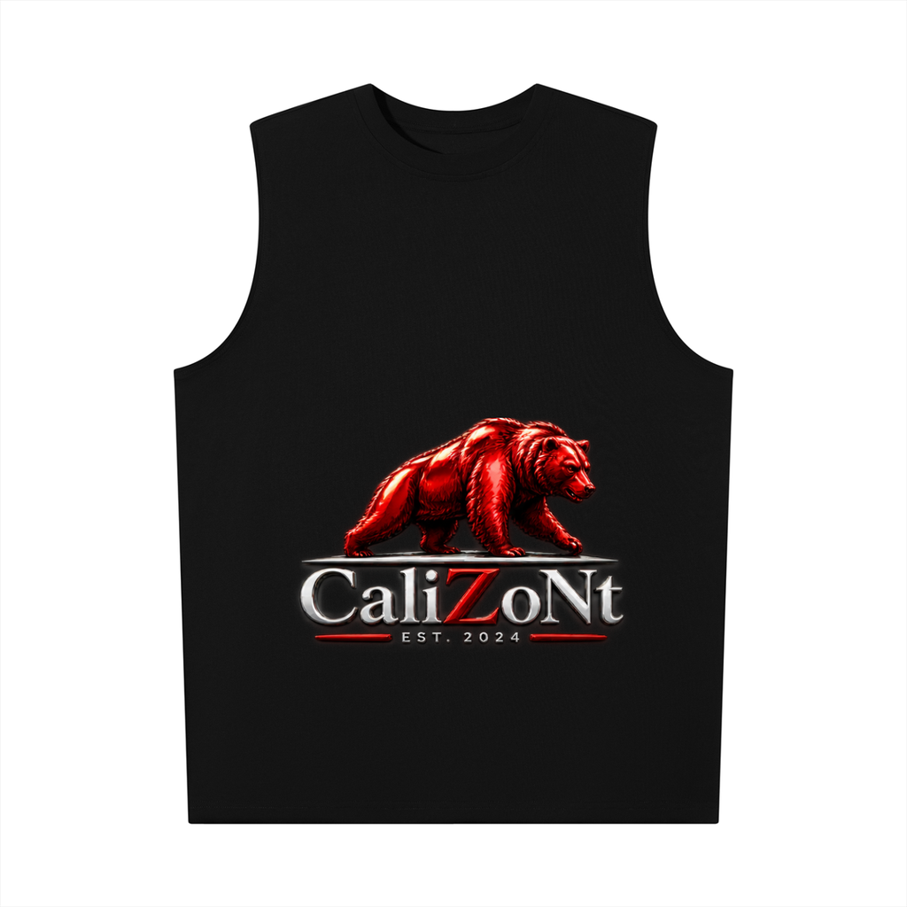 CalïZoNt Men's Oversized Tank Bear in black, front view