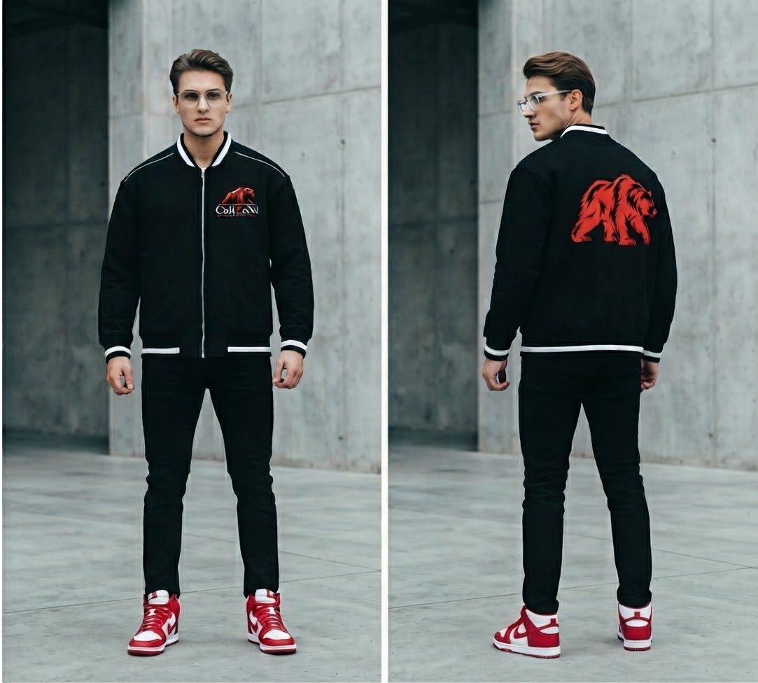 CalïZoNt Contrast Piping Zip Bomber Jacket detail view