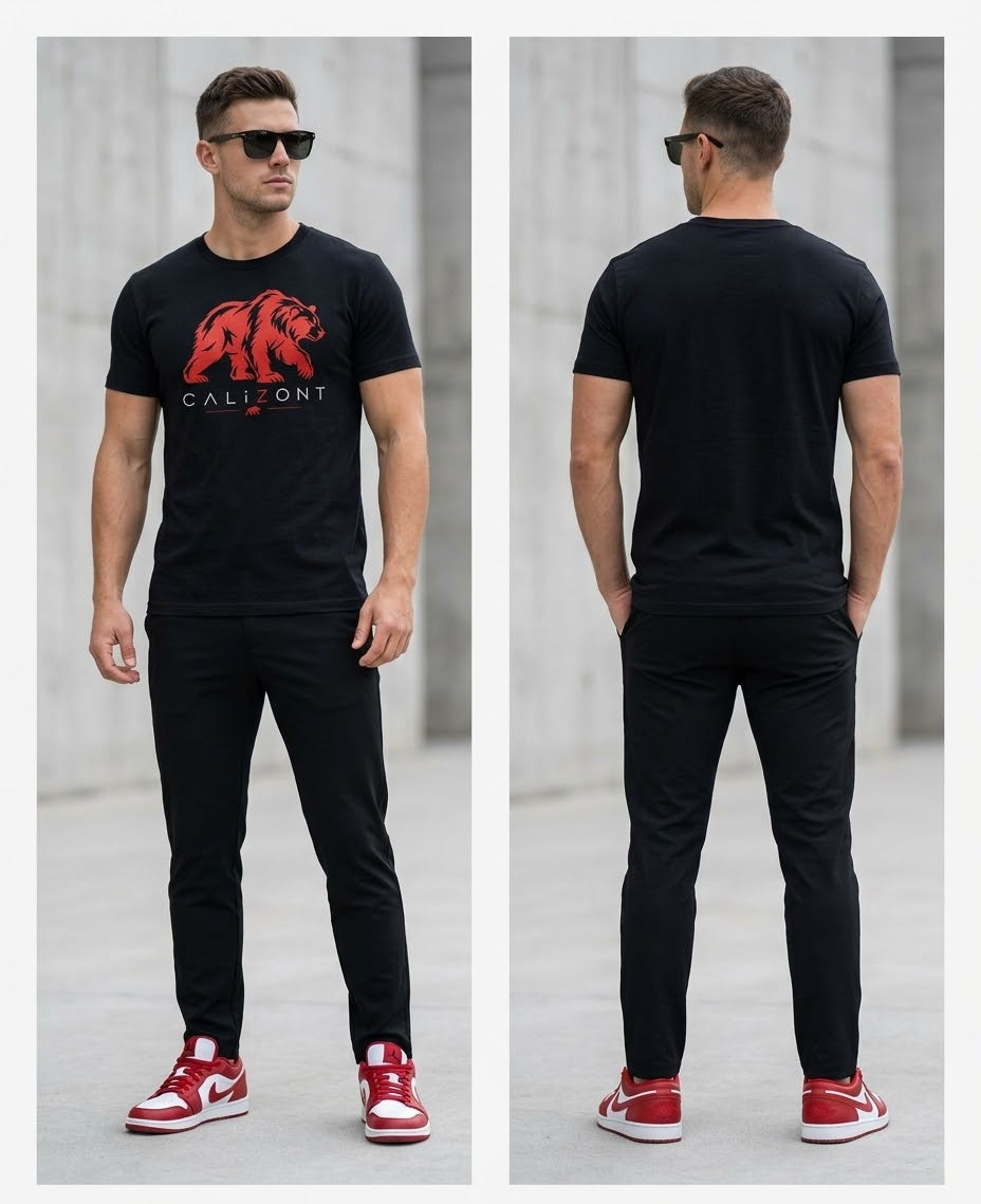 CalïZoNt Heavyweight Slim Fit Tee Bear Badge detail view
