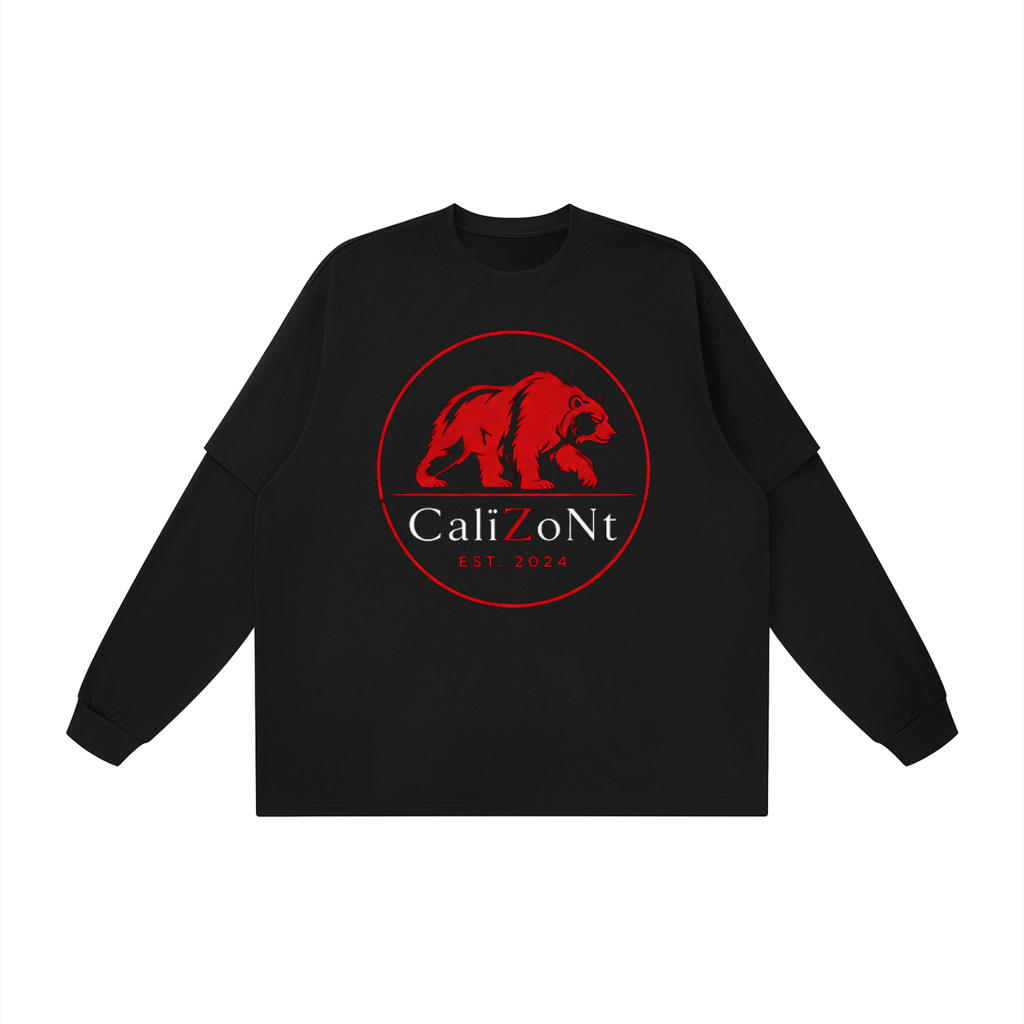 CalïZoNt Layered Oversized T-Shirt in black, front view