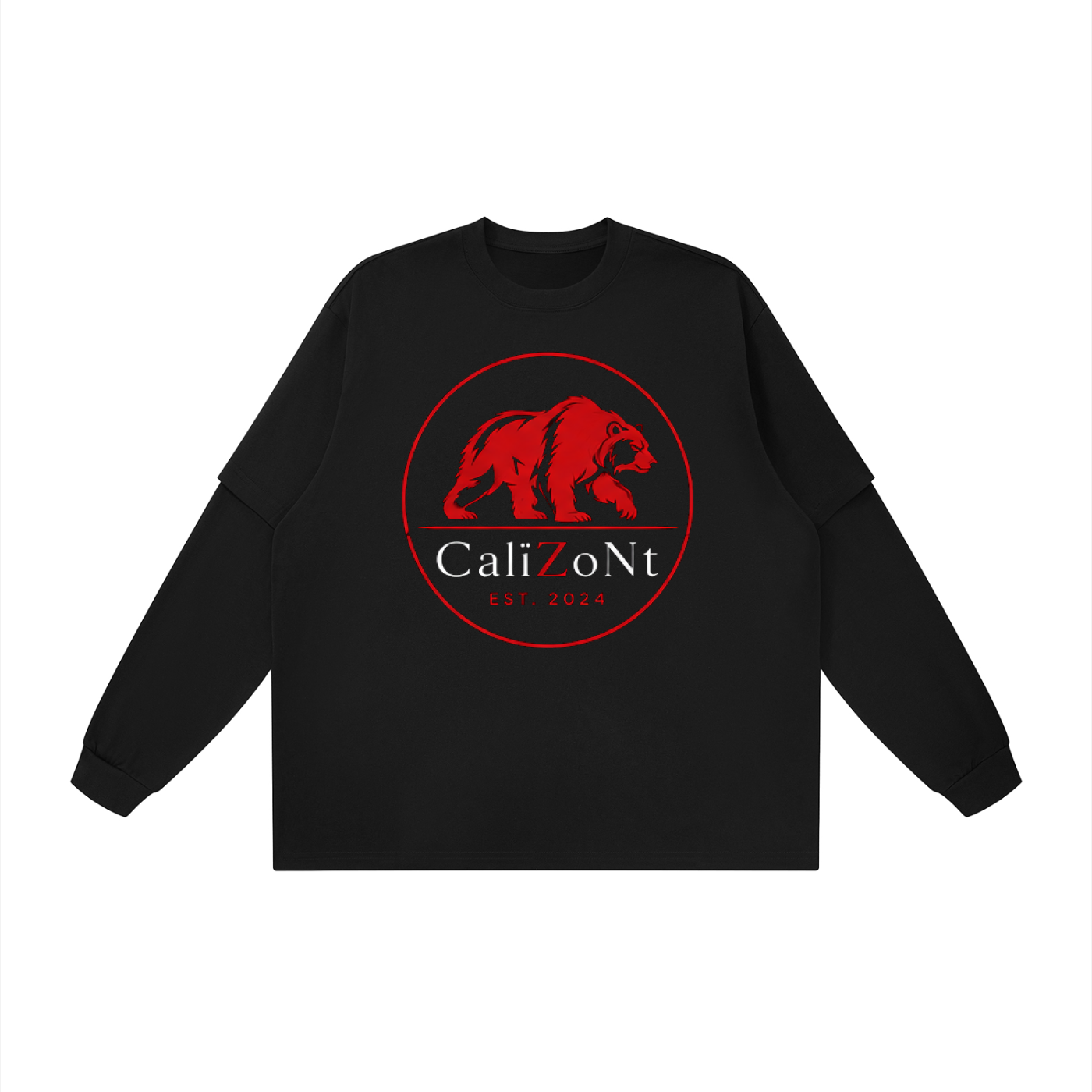 CalïZoNt Layered Oversized T-Shirt in black, front view