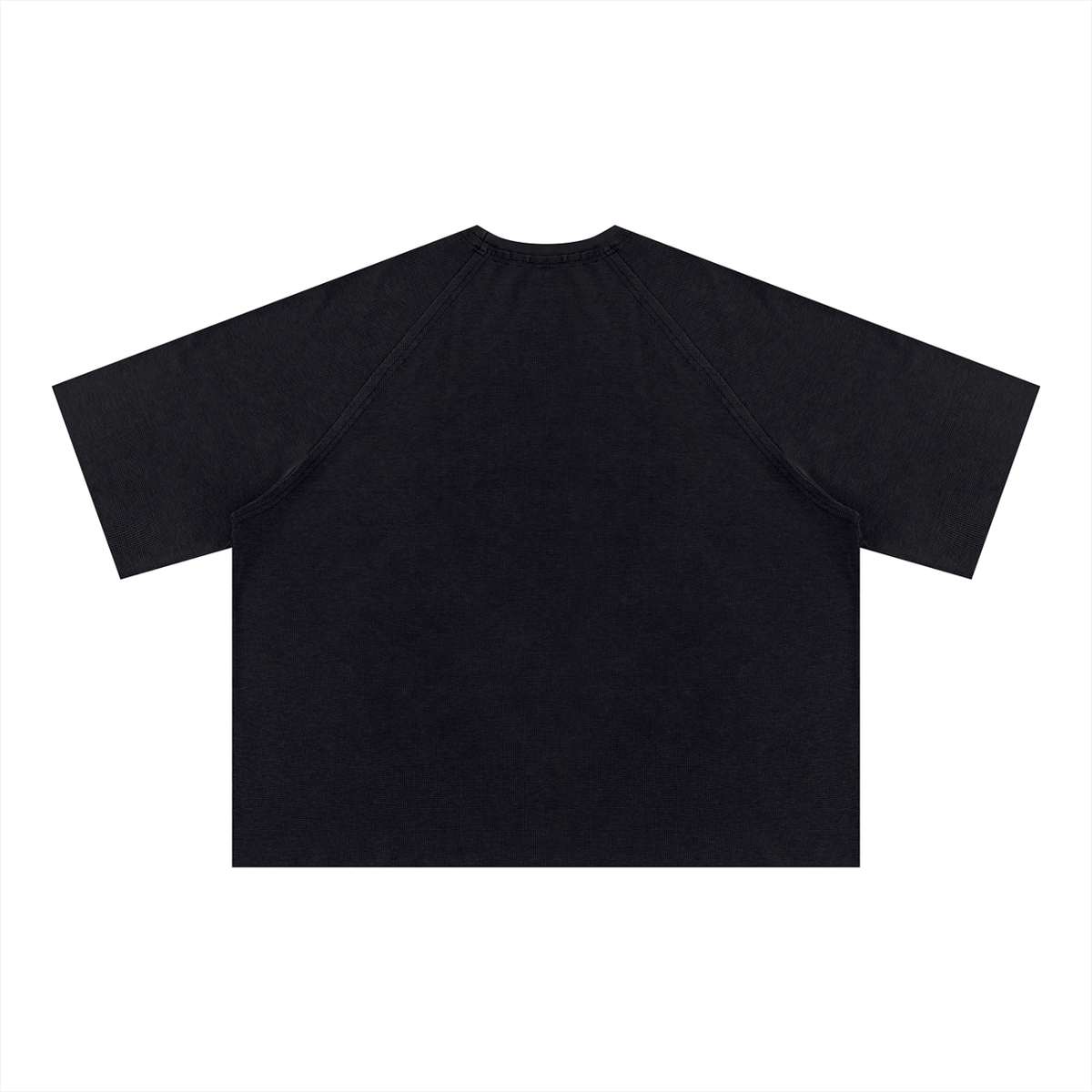 CalïZoNt Mineral Wash Boxy Waffle Tee in black, back view