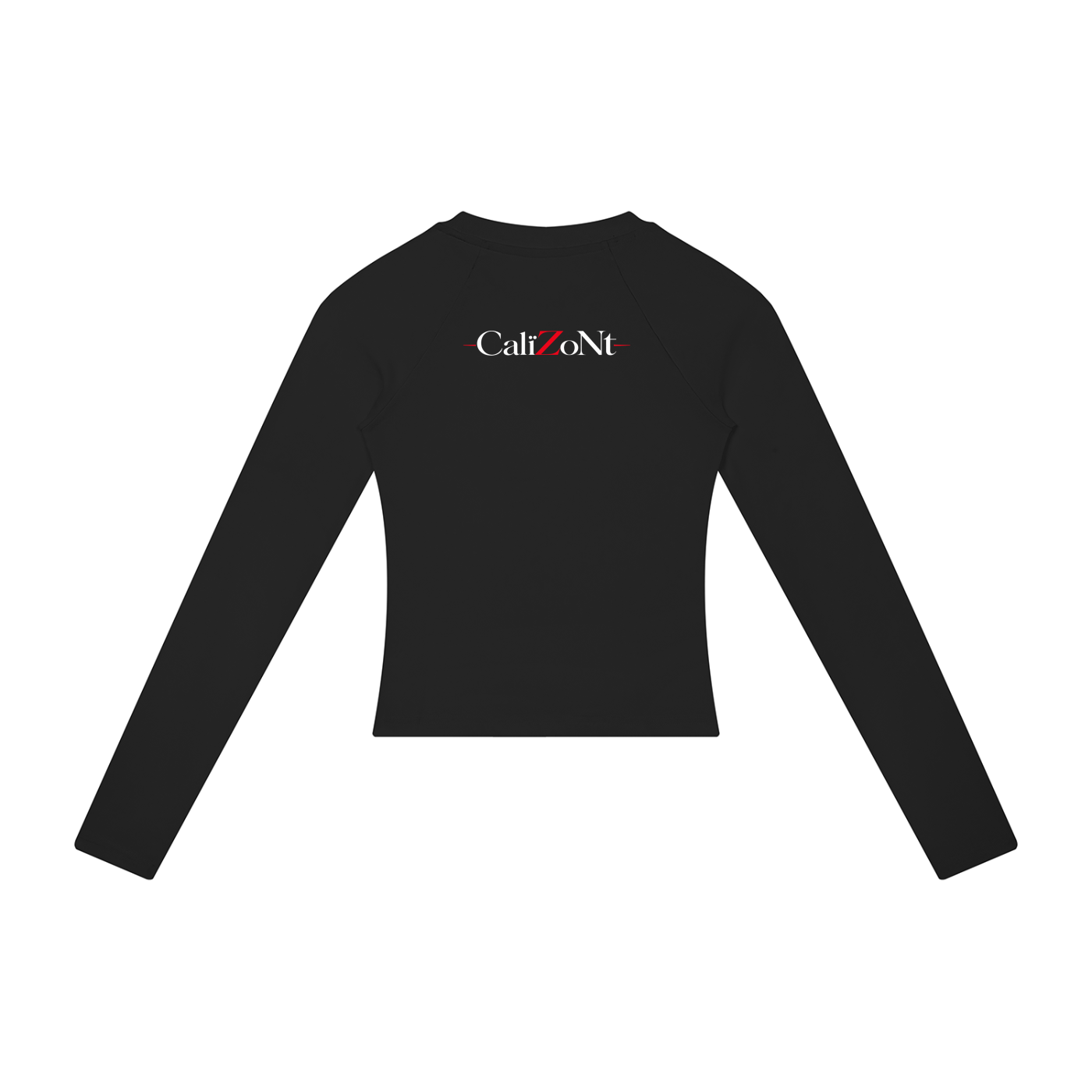 CalïZoNt Women's Slim Raglan Long Sleeve Mono in black, back view