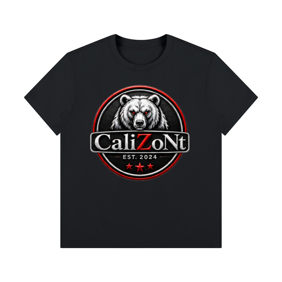 CalïZoNt Regular Fit Crewneck T-Shirt in black, front view