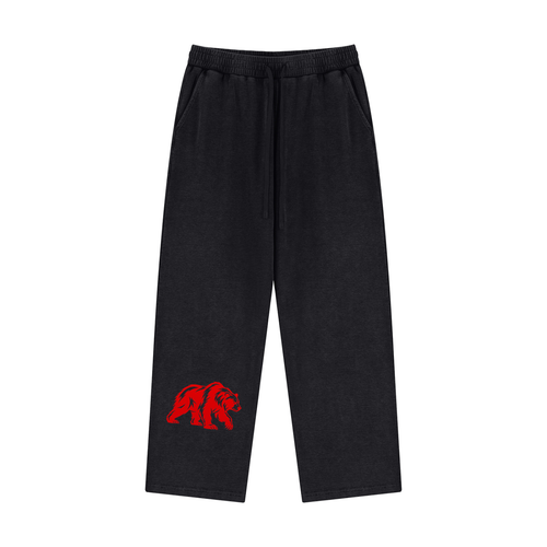 CalïZoNt Mineral Wash Waffle Sweatpants in black, front view
