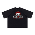 CalïZoNt Mineral Wash Boxy Waffle Tee in black, front view