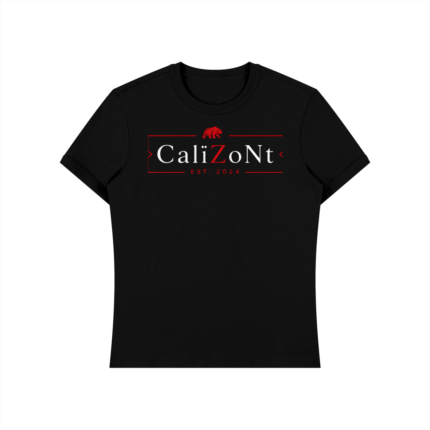 CalïZoNt Heavyweight Slim Fit Tee Wordmark in black, front view