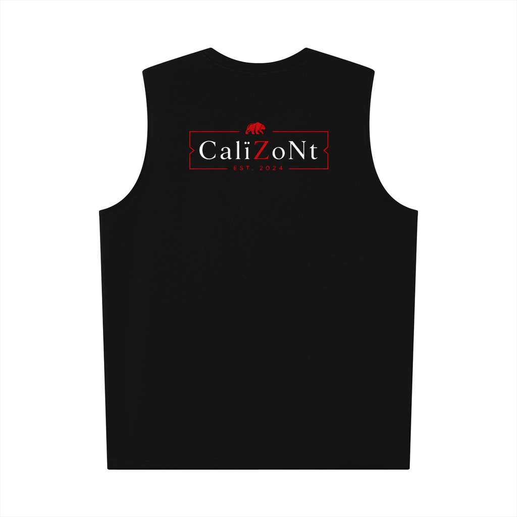 CalïZoNt Men's Oversized Tank Bear in black, back view
