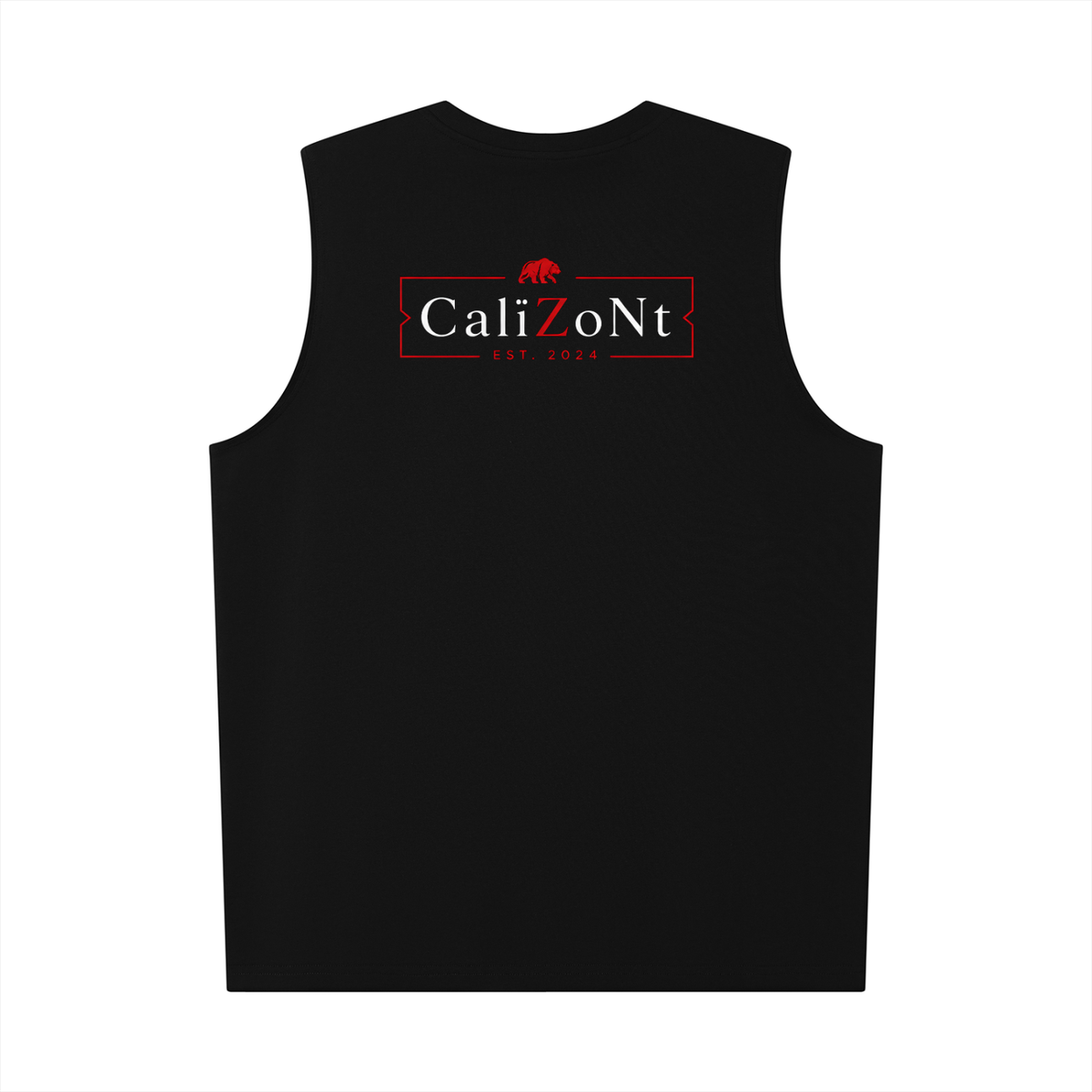 CalïZoNt Men's Oversized Tank Bear in black, back view